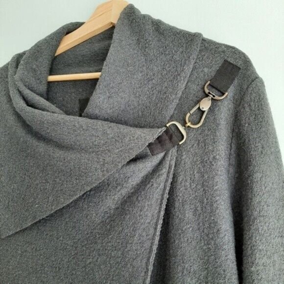 TOBIAS Wool Blend Modern Wrap Cardigan / Light Coat Gray Sz L - Picture 5 of 15